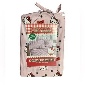 Hello Kitty Santa Hat Christmas Pink 2-Pack Standard Pillow Cases 100% Cotton